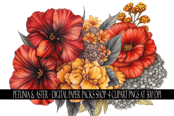 Download Petunia and Aster Flower Clipart - Clipart Collection