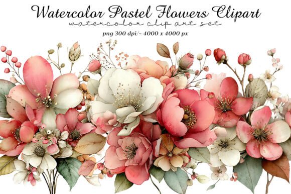 Download Watercolor Pastel Flowers Clipart - Clipart Collection