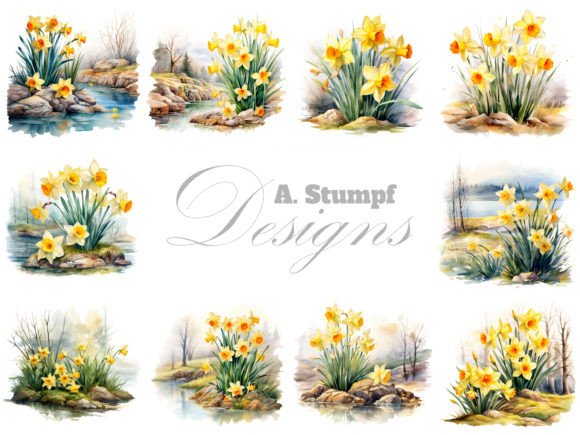 Download Daffodils Watercolor Clipart Images Set - Clipart Collection