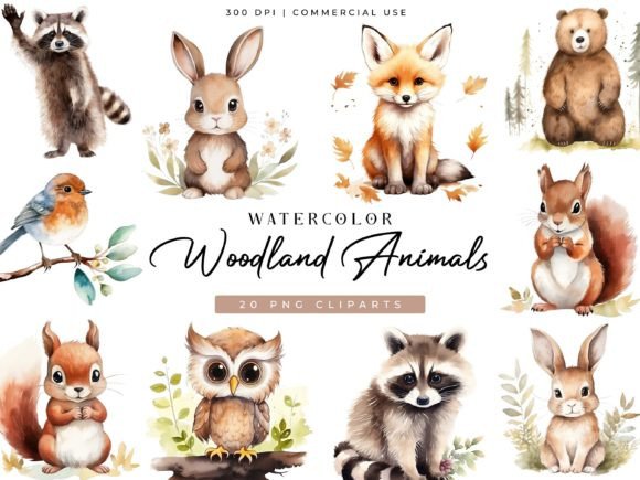 Download Woodland Animals Digital Clipart Bundle - Clipart Collection