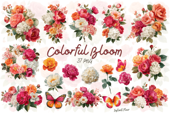 Download Colorful Bloom Floral Clipart Bundle - Clipart Collection