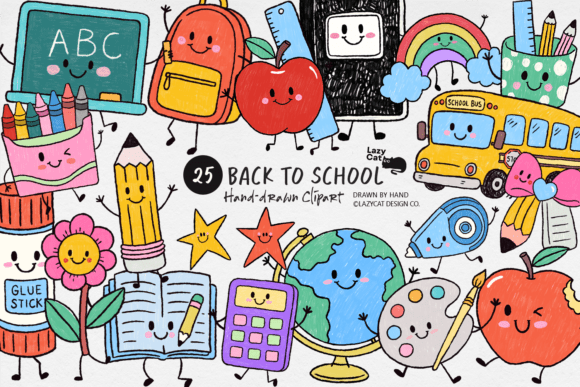 Download Back to School Hand-Drawn Clipart Bundle - Clipart Collection