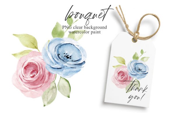 Download Pink, Blue Flowers Watercolor Clipart. - Clipart Collection