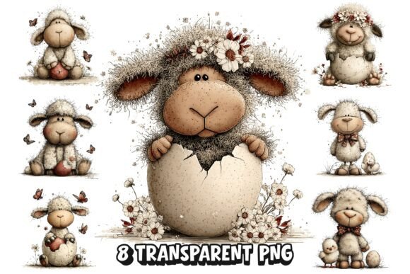 Download 8 Cute Whimsical Easter Lamb PNG Clipart - Clipart Collection