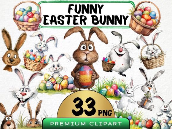 Download Funny Easter Bunny Clipart Bundle - Clipart Collection