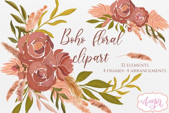 Download Boho Fall Floral Clipart Set - Clipart Collection