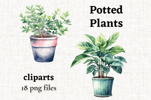 Download Watercolor Potted Plant Clipart Bundle - Clipart Collection