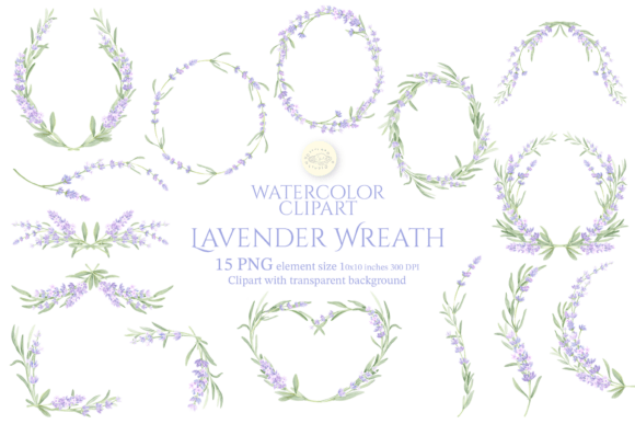 Download Watercolor Lavender Wreath Clipart Set - Clipart Collection