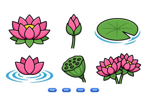 Download Pink Lotus Floral Clipart Set - Clipart Collection