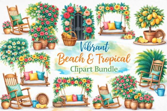 Download Vibrant Beach &amp; Tropical Clipart Bundle - Clipart Collection