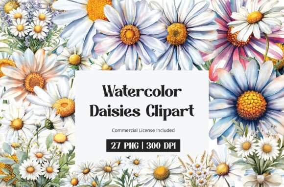 Download Watercolor Daisies Clipart - Clipart Collection