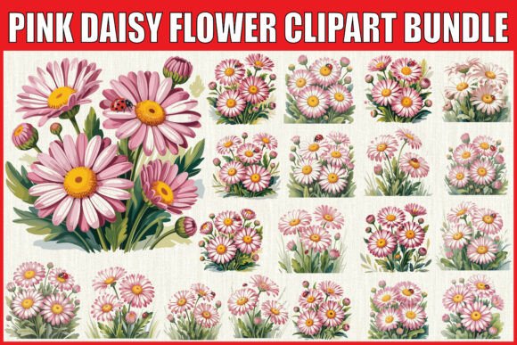 Download Pink Daisy Flower Clipart Bundle - Clipart Collection