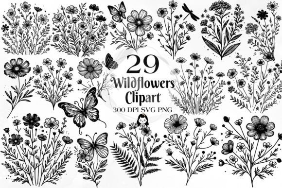 Download Wildflowers SVG PNG Clipart Bundle - Clipart Collection