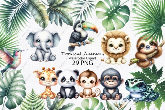 Download Tropical Animals Watercolor Clipart - Clipart Collection