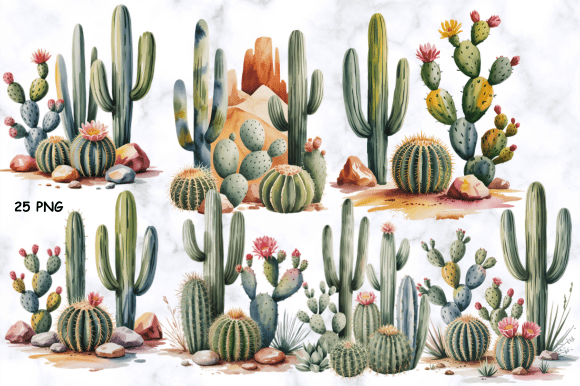 Download Cactus Watercolor Plants Clipart Bundle - Clipart Collection