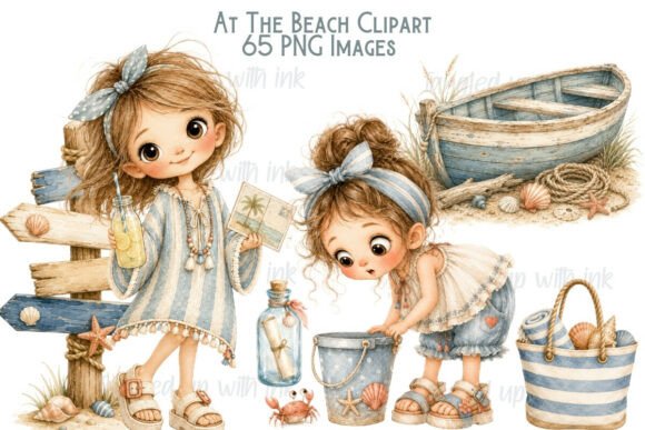 Download Beach Girl Clipart Bundle PNG - Clipart Collection