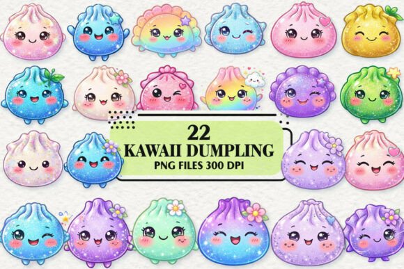Download Kawaii Glitter Dumpling Clipart Bundle - Clipart Collection
