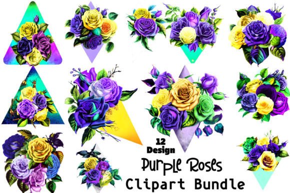 Download Purple Roses Clipart PNG Bundle - Clipart Collection