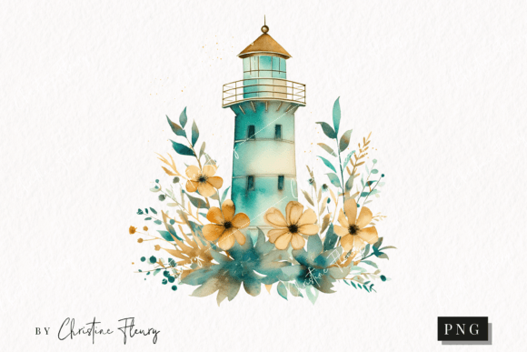 Download Watercolor Flower Lighthouse Clipart - Clipart Collection