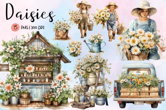 Download Daisies Watercolor Sublimation Clipart - Clipart Collection