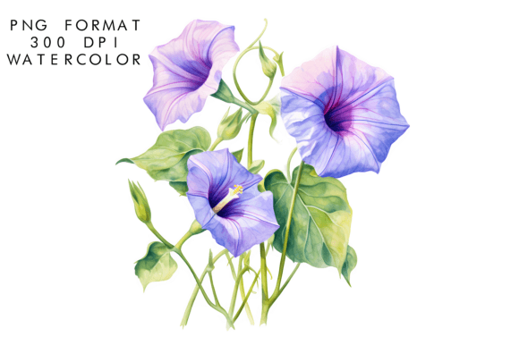 Download Watercolor Morning Glory Flower Clipart - Clipart Collection