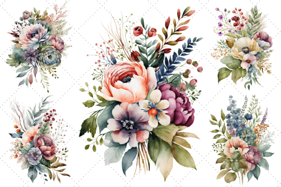 Download Watercolor Floral Bouquet Clipart Bundle - Clipart Collection