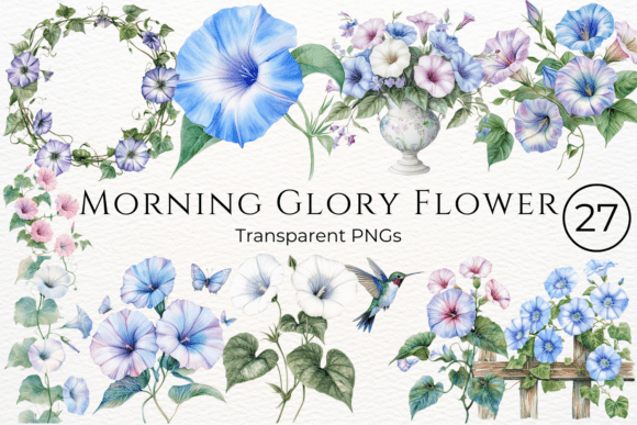 Download Morning Glory Flower Watercolor Cliparts - Clipart Collection