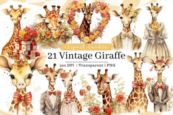 Download Vintage Giraffe Watercolor Clipart - Clipart Collection