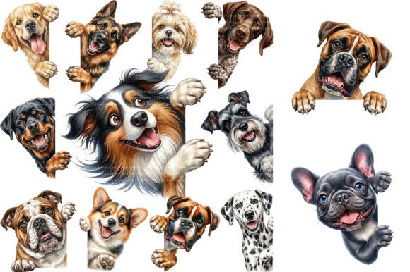 Download Watercolor Peeking Dog Clipart Bundle - Clipart Collection