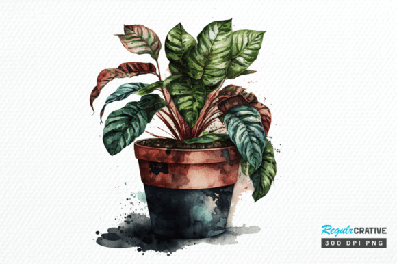 Download Watercolor Potted Plant Clipart Design - Clipart Collection