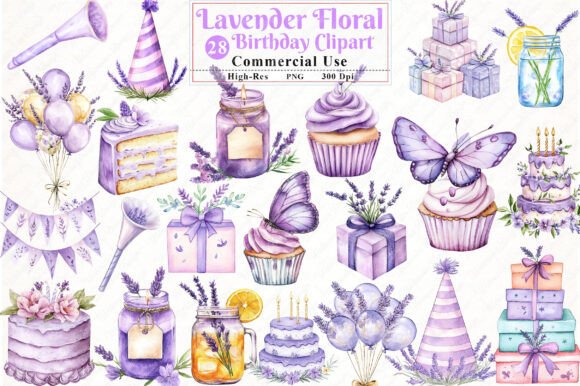 Download Lavender Floral Birthday Clipart - Clipart Collection