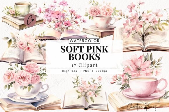 Download Watercolor Soft Pink Books Clipart - Clipart Collection