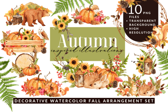Download Watercolor Autumn Arrangement Clipart - Clipart Collection
