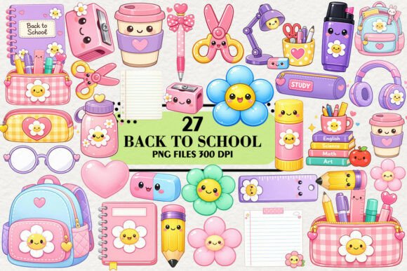 Download Kawaii Back to School Clipart Bundle - Clipart Collection